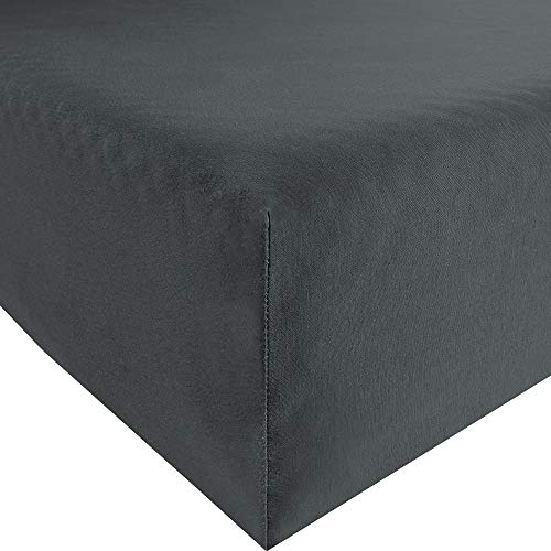 Erwin Müller Spannbettlaken Freising Elasthan-Jersey-Stretch - dehnbar, antipilling, bügelfrei, Rundumgummi - anthrazit Größe 80x200 cm - 80x220 cm