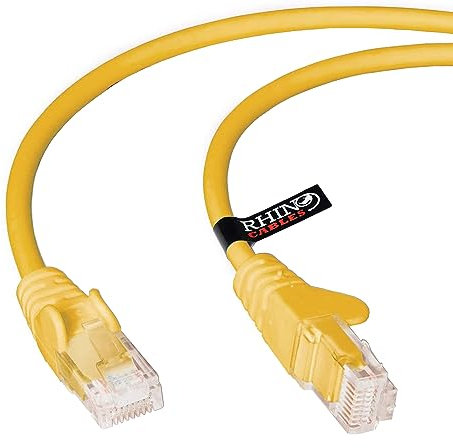 rhinocables CAT 5e High-Speed Ethernet Cable - Reliable LAN Network RJ45 Cable for Fast Internet & Data Transfer | Durable WiFi Broadband Cable for Gaming & Streaming, (2m, Yellow, Pack of 1)