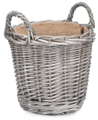 Red Hamper Willow Small Antique Wash Finish Lined Wicker Log Basket