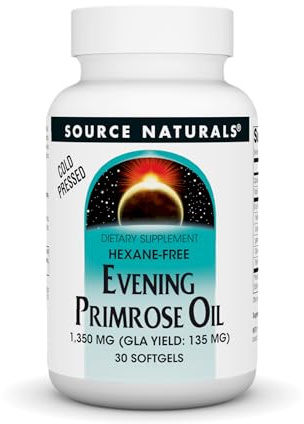 Source Naturals Evening Primrose Oil - Hexane-Free - 1350mg - GLA Yield: 135 mg - Cold-Pressed - 30 Softgels