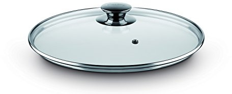 CASTEY - Tapa Universal de Cristal Templado, 30 cm, para Ollas, Sartenes y Cacerolas, Aro de Silicona, Pomo de Acero Inoxidable, Resistente y Duradera, Sujección Cómoda