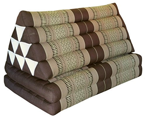 Cojín triangulo Tai XXL, con colchoneta plegable 2 pliegues, fabricado en Tailandia, marrón/beige (82417)