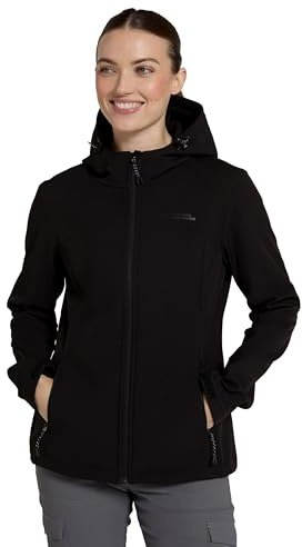 Mountain Warehouse Exodus Womens Softshell Jacket - Breathable, Adjustable, Water & Wind Resistant Ladies Coat - For Spring, Summer, Walking, Everyday wear Black 18