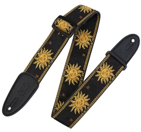 Levy's MPJG-SUN-BLK Polyester/Vinyl Guitar Strap - Jacquard Sun - Black