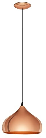 Eglo Lampada a sospensione Hapton, lampada industrial vintage in metallo color rame, lampada da tavolo da pranzo, lampada da soggiorno sospesa con portalampada E27, Ø 29 cm