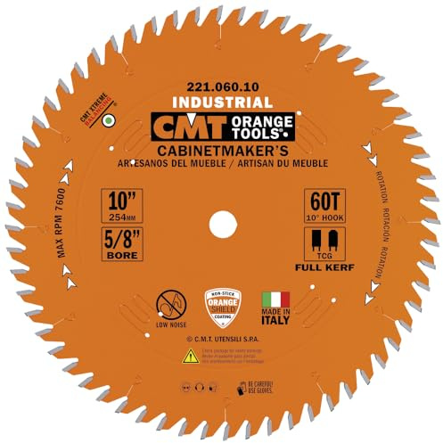 CMT 221.060.10 Industrial Cabinetshop Saw Blade, 10-Inch x 60 Teeth TCG Grind with 5/8-Inch Bore, PTFE Coating