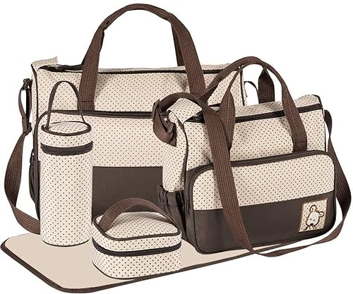 HALOVIE Set 5 kits Bolsa de Mama Para Bebe Biberon Bolso Cambiador de Pañales Bolsillo Maternal Bebé para Carro Carrito Biberón Colchoneta