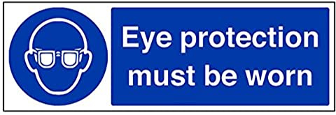 vsafety 41051bj-s Eye Protection must be worn Pflicht Schutzbekleidung Zeichen, selbstklebend, Landschaft, 450 mm x 150 mm, blau