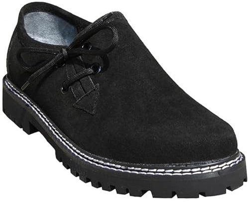 German Wear Trachtenschuhe Haferlschuhe Herren Lederschuhe Braun & Schwarz - Handmachart Lederschuhe aus Wildleder 100% Echtleder - Schuhe mit 2 Paar Schnürsenkel - Original Klassiker Handmade