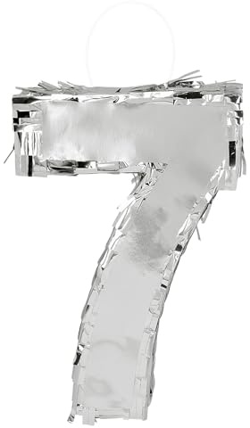 Boland - Siffror Pinata, 25 x 16 x 5 cm, glänsande nummer för födelsedag och årsdag, siffra, silver, dekoration, festspel