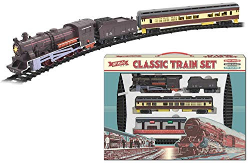 KandyToys Classic SupeRetro Electric Large Toy Train With Tracks | Battery Operated