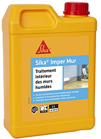 SIKA - Resine pour traitement des murs humides - Sika Imper Mur - Anti-salpêtre, anti-moisissures, anti-humidité pour mur intérieur - Multi-supports - Séchage rapide - 2L