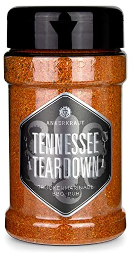 Ankerkraut Tennessee Teardown, BBQ Rub Gewürzmischung zum Grillen, Memphis Style, 200g im Streuer