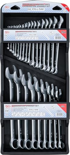 BGS 30101 | Maul-Ringschlüssel-Satz | 25-tlg. | Zollgrößen | SW 1/4 - 1.1/4 | inkl. Display-Koffer | Gabelringschlüssel