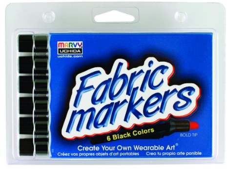 Uchida 520-6F Marvy Bold Tip Black Color Fabric Marker Set