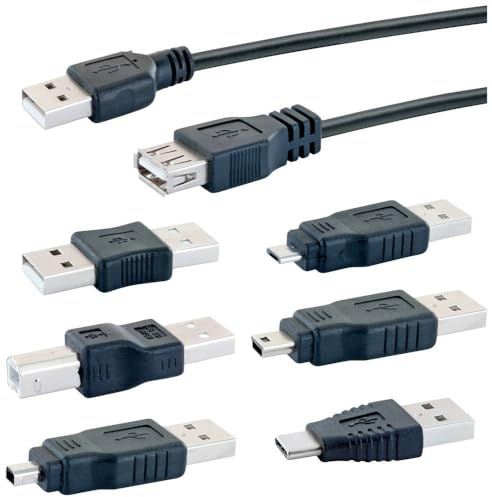 Schwaiger CAUSET531 USB Universalanschluss Set 6 Adapter, 1,5m Schwarz