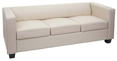 Mendler 3er Sofa Couch Loungesofa Lille - Kunstleder, Creme