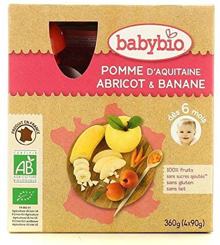 Babybio Gourde fruits pomme abricot banane bio 4x90g