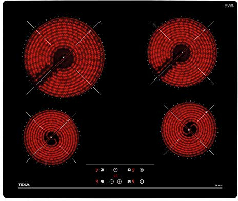 TEKA Placa Vitrocerámica 60 cm, 4 Fuegos, Touch Control Multislider, Indicador de Calor Residual, Función Stop & Go, Modelo TB 6415