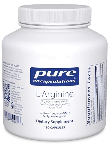 Pure Encapsulations L-Arginine - 1,400 mg - Support Nitric Oxide Production - Heart Health & Blood Flow - Gluten Free & Non-GMO - 180 Capsules
