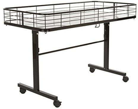 Econoco DT48/B Commercial Folding Dump Table, Black Retail Display Table with Casters, 47in x 23.5in x 31in, Steel Frame with Wire Fencing, Rolling Merchandise Display