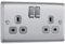 BG Electrical Double Switched Power Plug Wall Socket, Nexus Metal, Brushed Steel, Grey Inserts, 13A, NBS22G