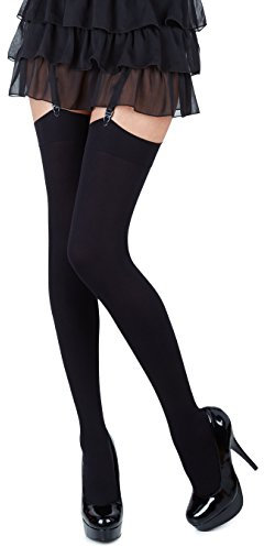 Romartex Mikrofaser 40 DEN Strapsstrümpfe in vielen Farben und Größen, L, schwarz