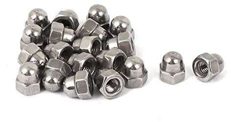 Sourcingmap Acorn Hex Cap Nuts - 20Pcs M3 Dome Nuts 304 Stainless Steel Hexagon Decorative Cap Nut for Screws Bolts Silver Tone