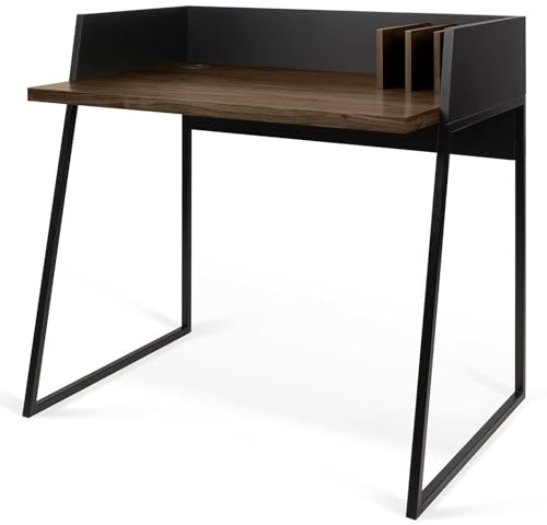 TEMAHOME Volga Schreibtisch Holz Nussbaum Furnier/Schwarz 90 x 60 x 88 cm