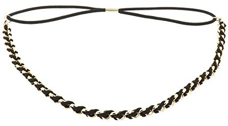 Bandeau Cheveux Femme Noir - Headband Doré Tressé Suédine aspect Velours - Bandeau Fin Taille unique - Headband Mariage Vintage - Look original Boho, Bohème, Hippie Chic