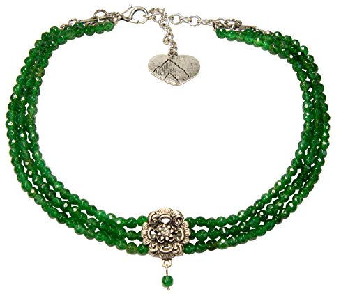 Alpenflüstern Trachten-Perlen-Kropfkette Frederike - nostalgische Trachtenkette, eleganter Damen-Trachtenschmuck, Dirndlkette grün DHK213