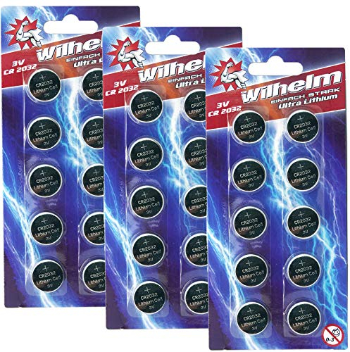 30 x CR2032 Wilhelm Blisterpack Knopfzelle Batterie Lithium 3V CR 2032