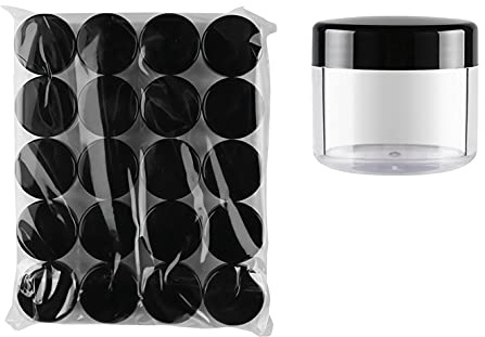 TIANZD 100 Stück Leere Transparent Acryl Dose 20 ml Kleine Leerdose Plastikdose Schraubdose Kosmetikdose mit Schwarz Schraub-Deckel Blechdosen für Nailart Lippenbalsam Kosmetische Behälter