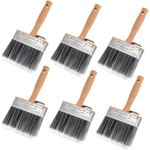 Genixart Fence Paint Brush, Decking Stain Brushes for Wood, 5-inch, 2 Pack | Outdoor Paintbrush Decorating, for Masonry, Emulsion, Limewash, Deck, Shed, Brick Wall - Synthetic Bristle, Big, Large, Wide