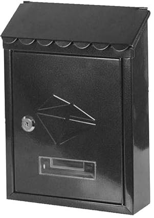 Buzón de Acero con Cerradura de Exterior – Techo Protector de Lluvia Decorativo abatible – Buzón de Letras con Doble Llave – Buzón de Letras – Caja Negra