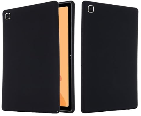 Tablet-Hülle für Samsung Galaxy Tab A7 10,4 Zoll 2020 (SM-T500/T505/T507), flüssiges Silikon, flexibel, weiches Gel-Gummi, schlanke Passform, stoßfest, Stoßfängerabdeckung, Schwarz