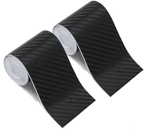 2PCS Carbon Fibre Vinyl Wrap Roll Black Strips,Protective Car Sill Protectors Strips Anti Scratch Universal Sill Scuff Cover Panel Step Protector Car Accessories for DIY Vehicle Motorcycle (7cmx6m)