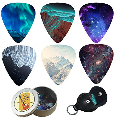 Czzmy Celluloid Gitarren Plektren Gitarren Picks 12 Stück mit Geschenkbox - Gitarrenzubehör,für Elektrische, Akustische, Bass oder Ukulele Gitarre(12-Natural Image)