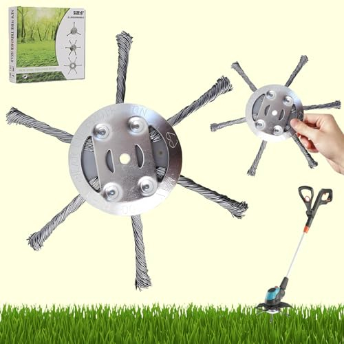 Grasschneidekopf Aus Stahldraht,6-Schneider Unkrautbürste Freischneider,Stahldraht-Rasentrimmerkopf,Garten-Rasentrimmerkopf,Rasentrimmer Kopf aus Stahldraht,Effektive Moosentfernung und Unkraut