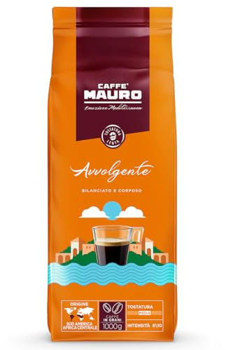 Caffè Mauro - Cafè En Grano - 1 Kg - Mezcla Avvolgente - Intensitad 8/10 - Made In Italy