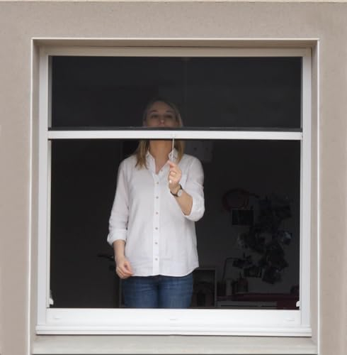 MadeInNature, Moustiquaire PVC enroulable, Châssis blanc, facilement recoupable, Tailles au choix (Châssis Blanc, 1 Moustiquaire Largeur 80cmx100 recoupable)