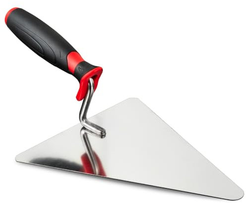 Truelle triangulaire - Petite ou grande - 140, 160, 180, 200 mm - En acier inoxydable - Forme berlinoise - Avec poignée souple (200 mm)