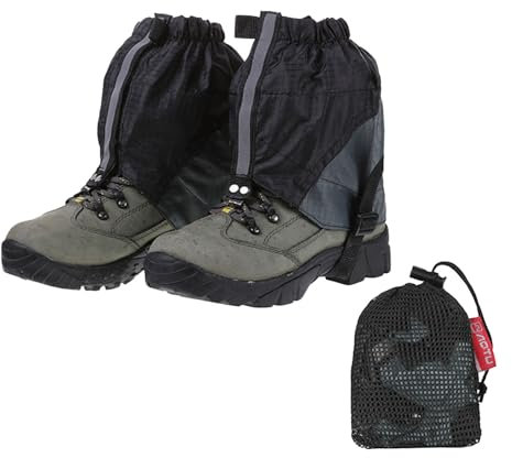 AhhiAboo 1 Paar Gamaschen Wandern, Wasserdicht, Gaiters, Schwarz, Regengamaschen für Outdoor Schneegamaschen, Bergsteigerschuhe