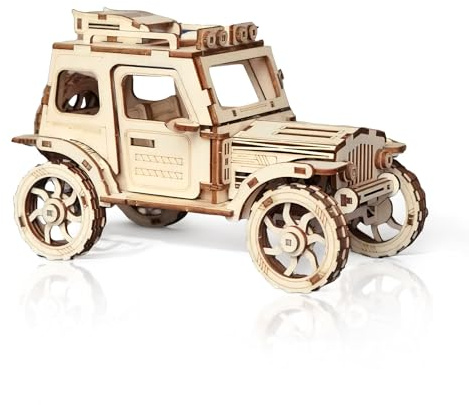 Cuteefun Modellini in Legno da Costruire Veicolo Fuoristrada, Costruzioni Legno Adulti, Puzzle 3D Fai da Te, Idea Regalo per Ragazzi Ragazze Uomini e Donne