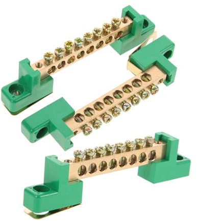 VILLCASE 3pezzi Barr Messa Elettrica in Rame Blocco Per Quadro Elettrico Morsetto Elettrico Striscia Morsetti Fissi Per Connessioni Elettriche