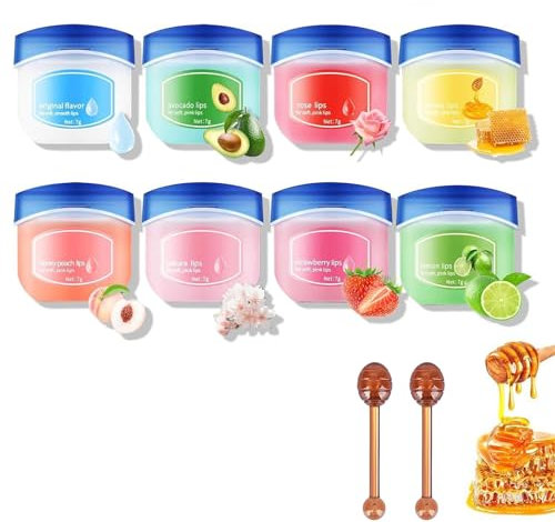 Set di 8 Pezzi Balsamo Labbra Idratante di Lunga Durata, Lip Therapy, Balsamo Labbra Nutriente, Maschera Labbra Notte, Burrocacao per labbra, per la Cura Delle Labbra, Schiarire le Rughe