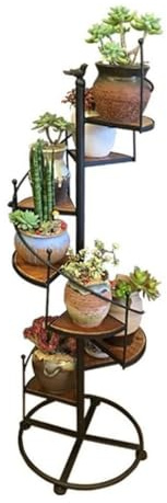 Support pour plantes en fer forgé pour intérieur et extérieur, en forme d'escalier en spirale, étagère d'escalier pour jardin, balcon, terrasse, pot d'angle de rangement, noir