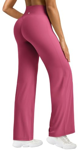 WILLIT Sportleggings för kvinnor - Yogabyxor - Hög midja - Lösbyxor - Löparbyxor - Ogenomskinliga - Booty Lifting för gym, sport, yoga, hallon, M