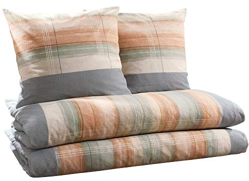 Dyckhoff Bettwäsche Sparpaket 4-TLG. Weichfrottier grau-apricot Größe 2X 135x200 cm + 2X 80x80 cm