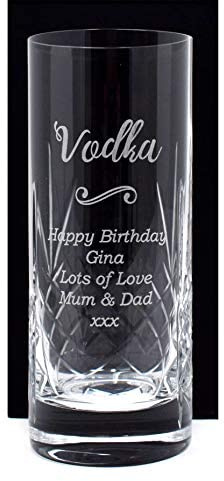 Regalo Personalised Engraved Crystal Highball Glass - Vodka Design (Cardboard Gift Box)